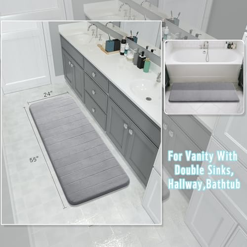 Yimobra 55"x24" Large Bathroom Rug Runner, Memory Foam Bath Mat, Super Soft - color: Grey, size: 55" X 24"