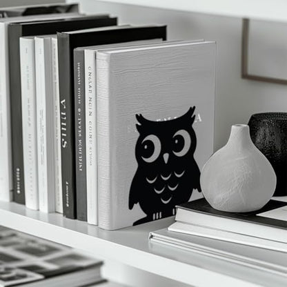 Peacoblue 5.3"x4.3"x5.9" Metal Bookends, Heavy Duty Book Ends for Shelves - color: Owl