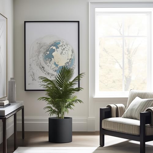 Kante Accent Round Cylinder Black Concrete Planter 12.6" Tall, Outdoor - color: Black, size: 12.6" Dia