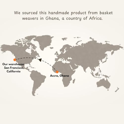 Large Rainbow Bolga Basket with Handle, African Woven Wicker Basket - color: Multicolor Stripes