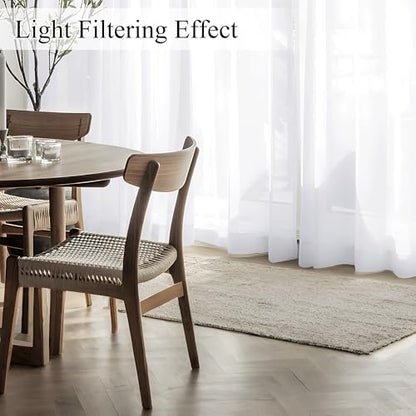 NICETOWN Non-See-Through Sheer Curtains 84 Inches Long 2 Panels Semi Sheer - color: Pure White, size: 52"W x 84"L (Pack of 2)