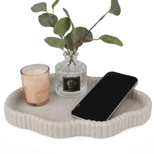 Coffee Table Tray for Home Decor,11" Cloud Sandstone Decorative Tray for Coffee Table Decor,Modern Organizer for Living Room&Kitchen Counter(Model B) - color: Sandstone B