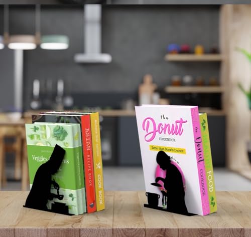 Artori Design Hidden Bookends for Shelves - Cooking Book Ends - color: Cooking