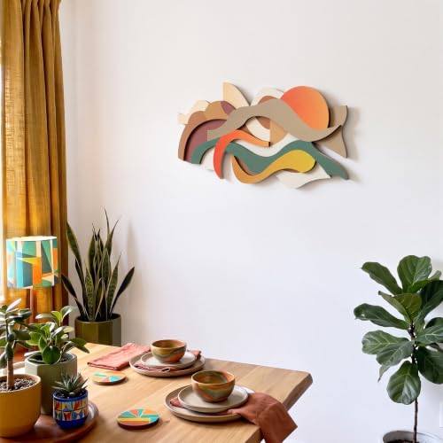 Mifoci Mid Century Modern Wood Wall Art, Abstract Wall Decor, Horizontal - style: Horizontal Style