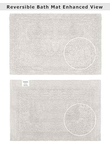 COTTON CRAFT 2 Pack Reversible Bath Mat - Plush Bath Rug - 17x24 - Platinum - color: Platinum, size: 17x24 Inches