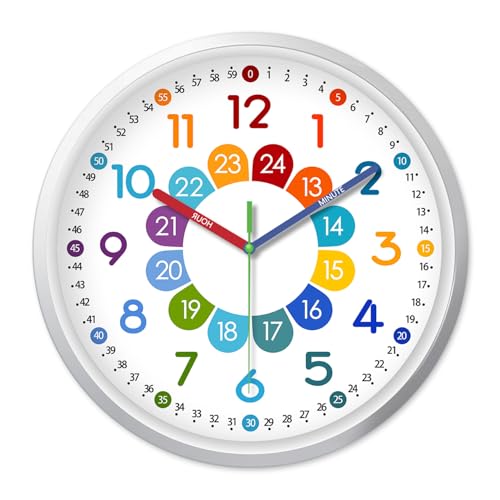 Learning Wall Clock for Kids 8 Inch for Classroom Bedroom Nursery Playroom - color: Colorful1, size: 8 Inch-1pcs