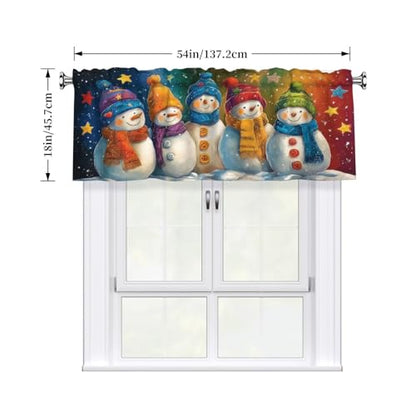 Christmas Snow Curtain Valance 54x18 Inches Window Treatment Rod Pocket Valance for Kitchen Bathroom Bedroom - color: Christmas Snow