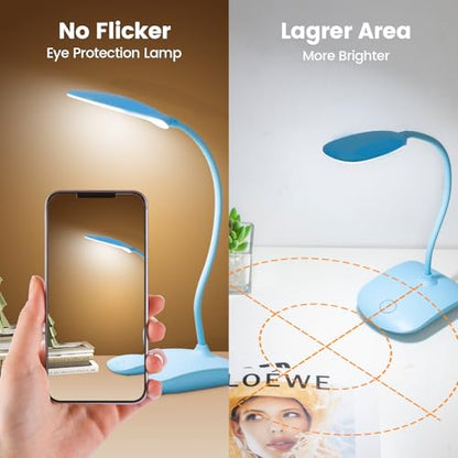 Portable Battery Powered Desk Lamp Small Rechargeable LED Table Light - color: Blue