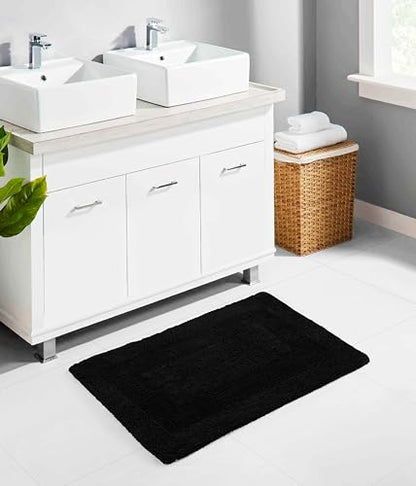 COTTON CRAFT 2 Pack Reversible Bath Mat - Soft Plush Bath Rug -17x24- Black - color: Black, size: 17x24 Inches