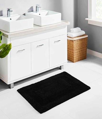 COTTON CRAFT 2 Pack Reversible Bath Mat - Soft Plush Bath Rug -17x24- Black - color: Black, size: 17x24 Inches