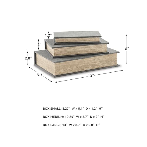 Signature Design by Ashley Decorative Boxes With Lids Set of 3, Gray - color: Gray