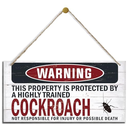 Warning Sign, Cockroach Warning Wood Plaque Sign, Funny Door Signs, Decorative Wood Hanging Suspension Plaque, Farmhouse Wooden Wall Decor, Outdoor Hanging Wooden Signs - color: COCKROACH