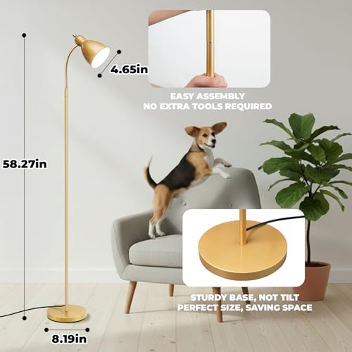 LALISU Floor Lamp, Industrial Floor Lamps for Living Rooms & Bedrooms - color: All Gold