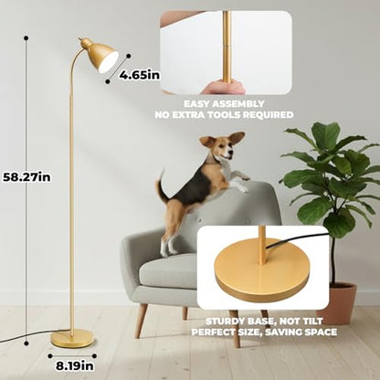 LALISU Floor Lamp, Industrial Floor Lamps for Living Rooms & Bedrooms - color: All Gold