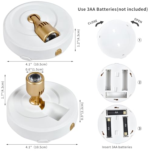 Wireless Spotlight Battery Operated with Remote Control, 2-Pack Under Cabinet Closet Light with Timer Function for Under Counter, Shelf, Bookcase, Cabinet, Paintings, Pictures, Accent - color: White Gold