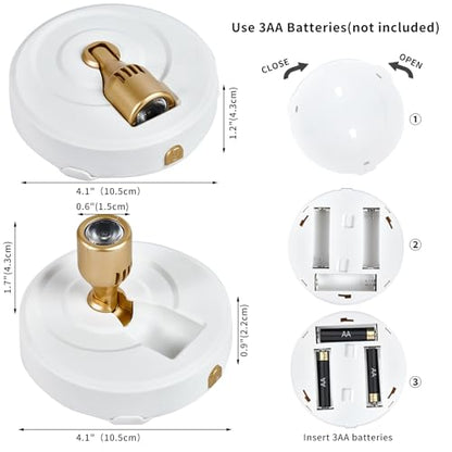 Wireless Spotlight Battery Operated with Remote Control, 2-Pack Under Cabinet Closet Light with Timer Function for Under Counter, Shelf, Bookcase, Cabinet, Paintings, Pictures, Accent - color: White Gold