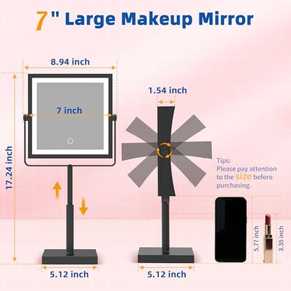 Ruacq Makeup Mirror with Lights 1X/7X Height Adjustable Matte Black - color: Matte Black - 7x