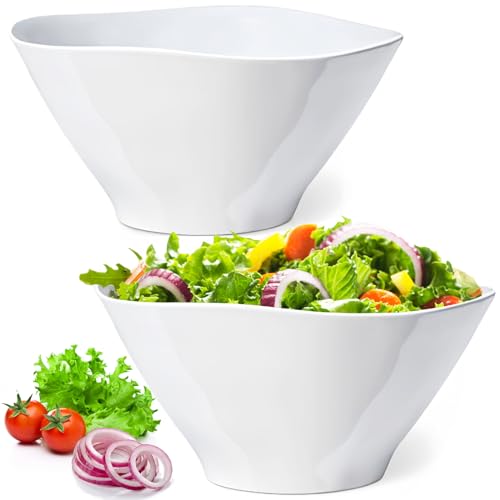 10" Salad Bowls, 114 oz. Unbreakable Plastic Serving Bowls for Salads, Fruits, Entertaining, Dinner Parties, Microwave & Dishwasher Safe, BPA-free, Set of 2