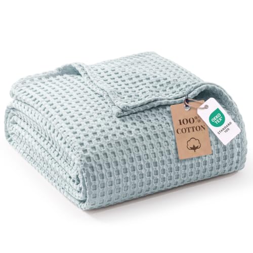 Exclusivo Mezcla 100% Cotton Blanket Twin Size for Bed, Ice Blue - color: Ice Blue, size: Twin (60" x 80")