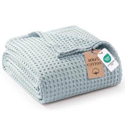 Exclusivo Mezcla 100% Cotton Blanket King Size for Bed, Ice Blue - color: Ice Blue, size: King (104" x 90")