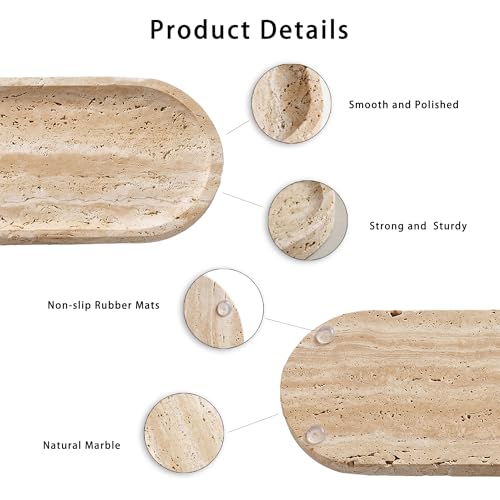 Marble Bathroom Tray, 12×6 inch Oval Marble Decorative Tray - color: Travertine