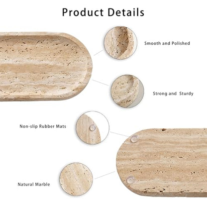 Marble Bathroom Tray, 12×6 inch Oval Marble Decorative Tray - color: Travertine