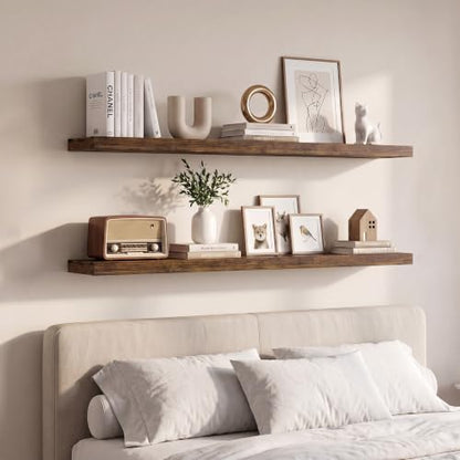 Vivelove Brown Floating Shelves 40 x 8 Inch, 8 Inch Deep Shelf, Set of 2 - color: Rustic Brown, size: 40"Wx8"Dx1.4"H