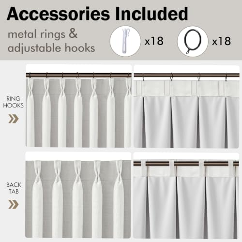 MIULEE Pinch Pleated Blackout Linen Curtains Beige White 2 Panels W50xL102 - color: Beige White, size: 50"W x 102"L (Pack of 2)