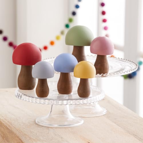 Your Heart's Content Pastel Wood Mushrooms Set of 6 (Pastel Paint 6) - color: Pastel 6