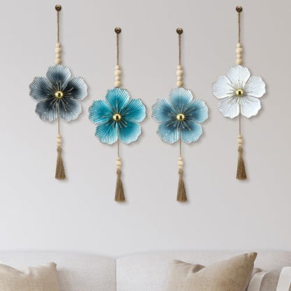 Tandefio 4 Pcs Metal Floral Tassels with Farmhouse Wood Beads, Classic - color: Classic