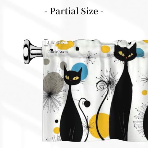 Mid Century Cats Valances for Windows Rod Pocket Curtain Valance 1 Panel Short Curtains for Kitchen Bathroom Living Room Bedroom Window Treatments - color: Mid Century Cats
