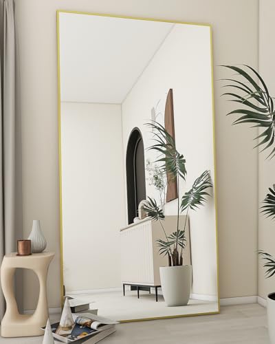 Koonmi 76"x34" Floor Mirror Full Length, Large Gold Mirror - color: Gold, size: 76"L x 34"W