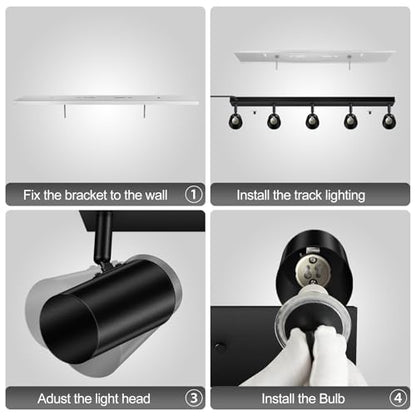 BoostArea LED Plug in Track Light Kit, Matte Black 5-Light - color: 5 Light-Black