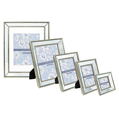Laura Ashley 5x7 Silver Beveled Mirror Picture Frame Tabletop & Wall Mount - color: Silver, size: 5x7