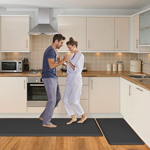 HappyTrends Kitchen Mat,17.3"x28"+17.3"x60" Black, Cushioned Comfort - color: Black, size: 17.3"x28"+17.3"x60"