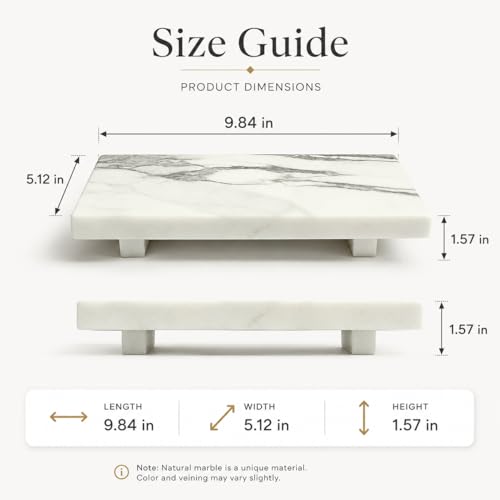White Marble Pedestal Stand for Vanity & Bathroom - color: White Marble-9.84 in