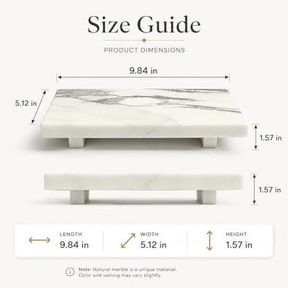 White Marble Pedestal Stand for Vanity & Bathroom - color: White Marble-9.84 in
