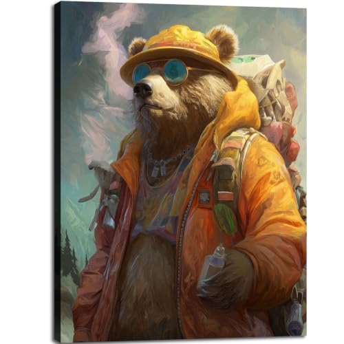 Halioyo Cool Graffiti Bear Canvas Wall Art Print(12x16 Inch) - color: Painting-08, size: 16"L x 12"W