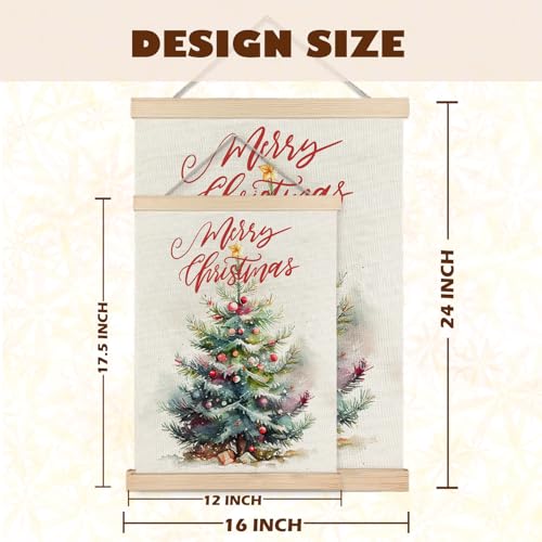 LUVADIAN Merry Christmas Wall Art Set of 2 With Wood Poster Hanger, Tree Santa Claus Snowman Posters Artwork, Wall Hanging Decorations, 16x24 Inches - color: Christmas Santa Claus, size: 16x24