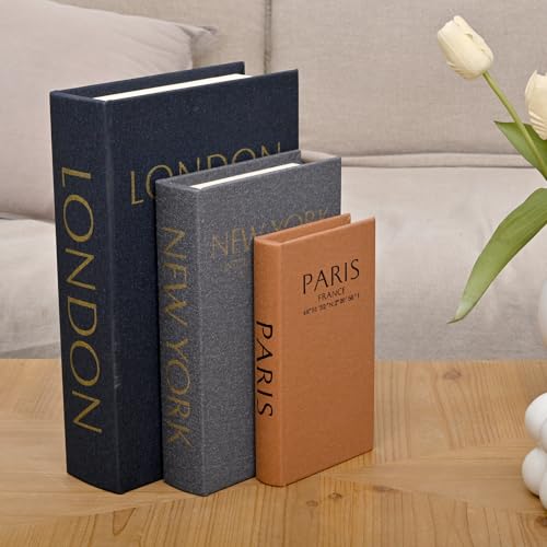 Decorative Book Boxes with Hidden Storage, Set of 3Faux Book Decor