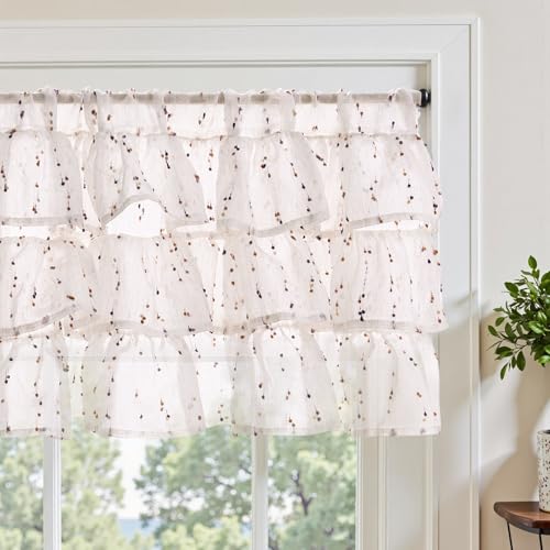 jinchan Mini Pom-Pom Ruffled Valance for Windows 18 Inch 1 Panel Orange - color: Dottie Amber Bloom