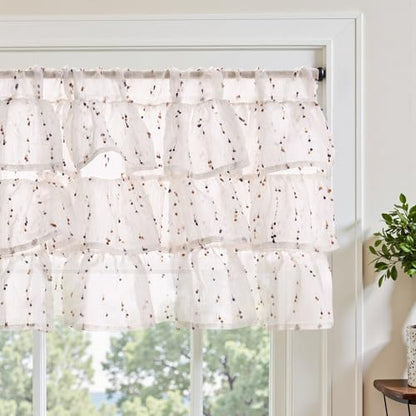 jinchan Mini Pom-Pom Ruffled Valance for Windows 18 Inch 1 Panel Orange - color: Dottie Amber Bloom