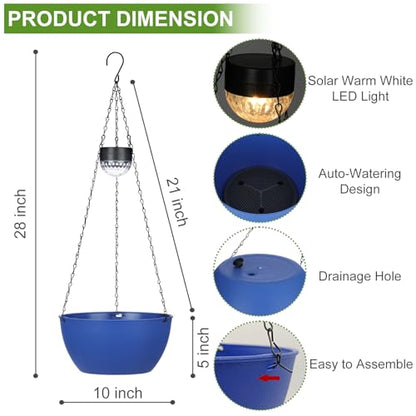 BAYN 2 Packs Solar Hanging Basket Planters for Plants Outdoor - color: Dark Blue