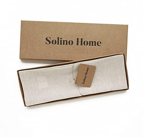 Solino Home 100% 순수 리넨 플레이스 매트 내추럴, 아테나 35.6 x 48.3cm(14 x 19인치), 4개 세트 - color: 01: 라이트 내추럴, size: 14" X 19" (Set of 4)