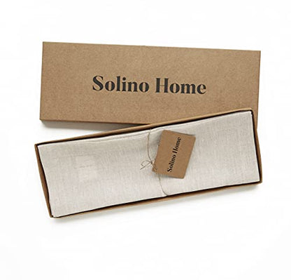 Solino Home 100% 순수 리넨 플레이스 매트 내추럴, 아테나 35.6 x 48.3cm(14 x 19인치), 6개 세트 - color: 01: 라이트 내추럴, size: 14" X 19" (Set of 6)