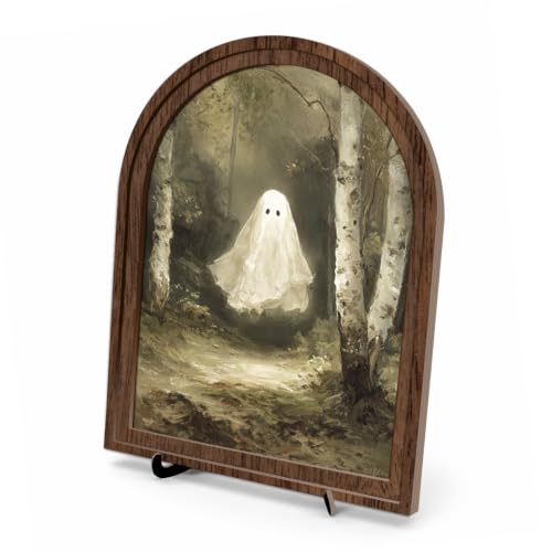 Forest Ghost Arched Wood Frame Tabletop Decor, Moody Halloween Wall Art - color: Color 15