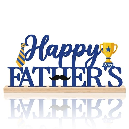 Fathers Day Table Decor Centerpiece, Blue Metal Table Sign - style: Happy Fathers Day