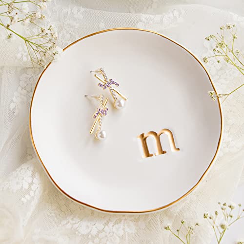 COLLECTIVE HOME Ceramic Jewelry Tray, Trinket Dish, Gifts for Women (M) - color: M