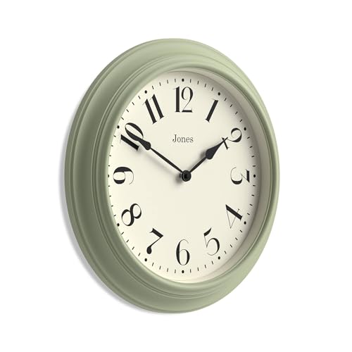 JONES CLOCKS® Fenchurch wall Clock | Large Classic Clock | 16" | Green - color: Sage Green
