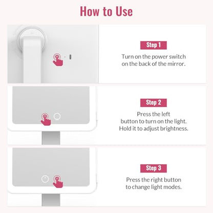 EASEHOLD 2000mAh Rechargeable Lighted Makeup Vanity Mirror, Foldable 64 LED - color: Cool White-2000 Mah Rechargable